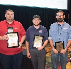 PHCC Educational Foundation HVAC apprentice winners include from left to right Jonathan Barrick (1st), Jasen O'Brien (2nd) and Aaron Barcus (3rd). 